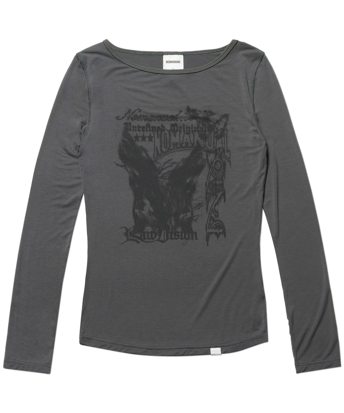 노매뉴얼(NOMANUAL) RAW SKETCHED LONG SLEEVE TEE - CHARCOAL