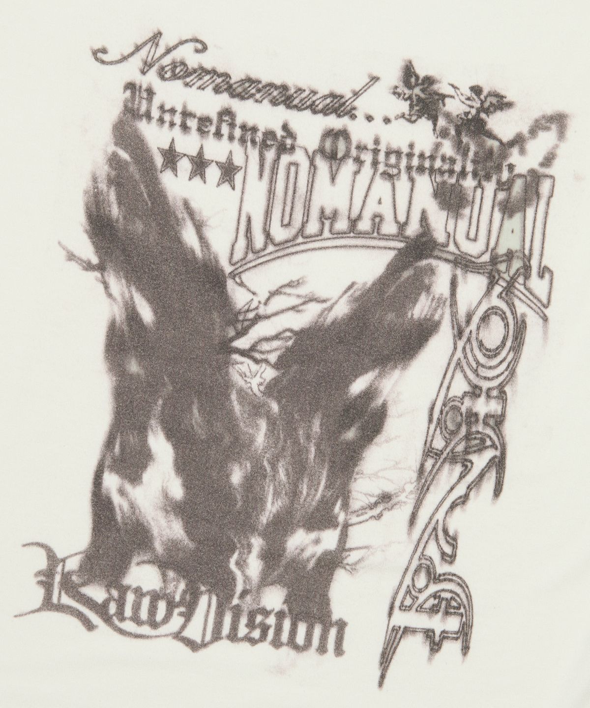 노매뉴얼(NOMANUAL) RAW SKETCHED LONG SLEEVE TEE - WHITE