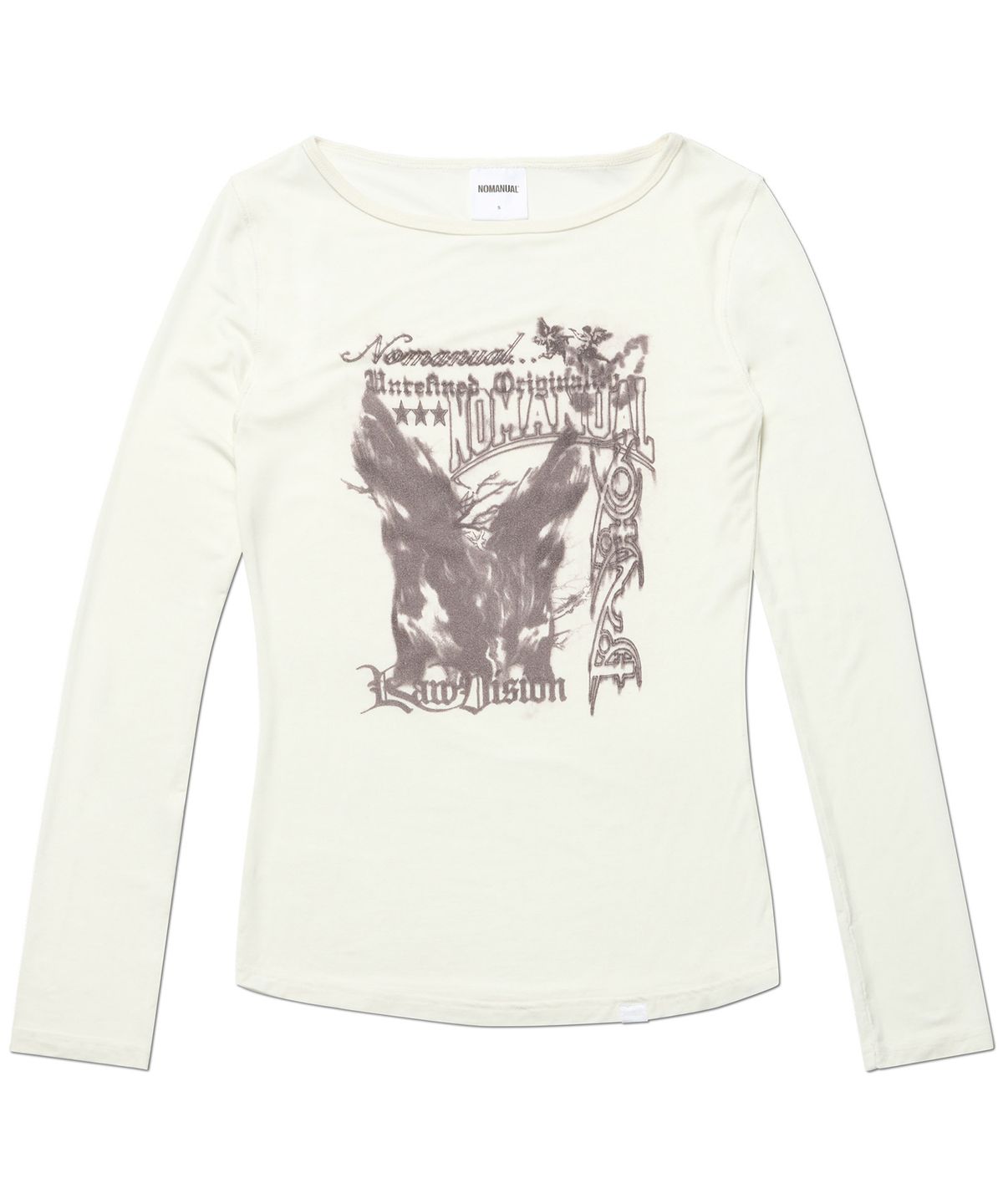 노매뉴얼(NOMANUAL) RAW SKETCHED LONG SLEEVE TEE - WHITE