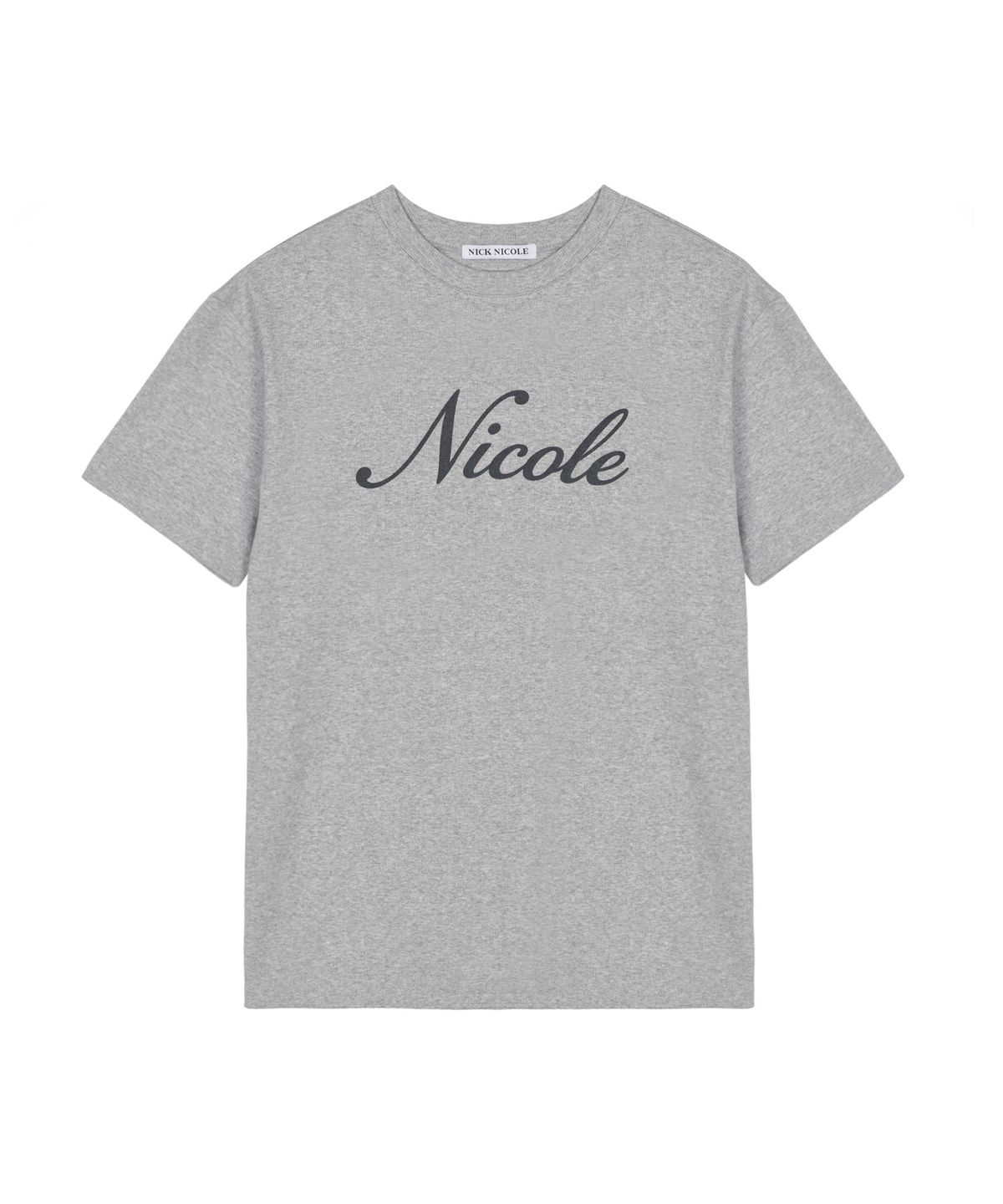 닉앤니콜(NICK&NICOLE) NICOLE LETTERING RIBBED SLIM T-SHIRT_GRAY