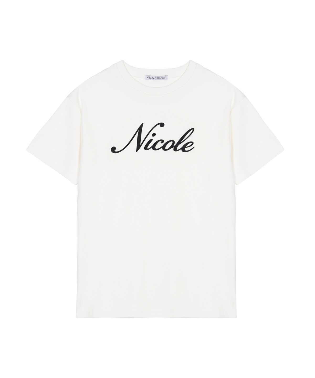닉앤니콜(NICK&NICOLE) NICOLE LETTERING RIBBED SLIM T-SHIRT_WHITE