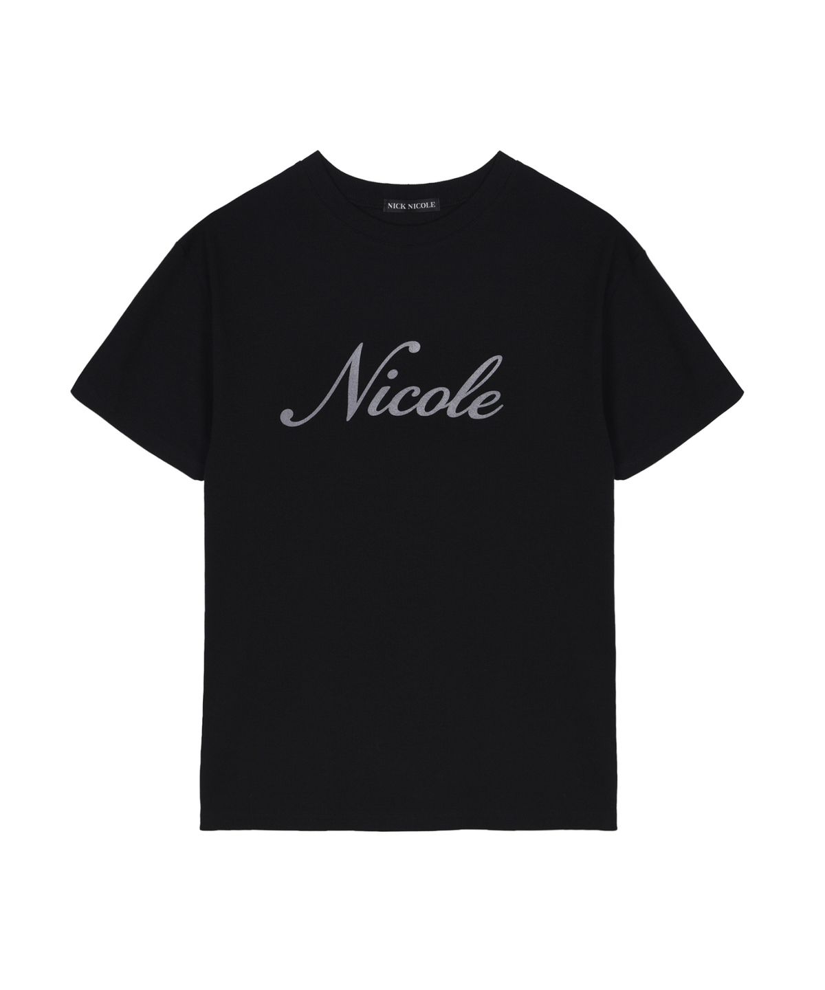 닉앤니콜(NICK&NICOLE) NICOLE LETTERING RIBBED SLIM T-SHIRT_BLACK