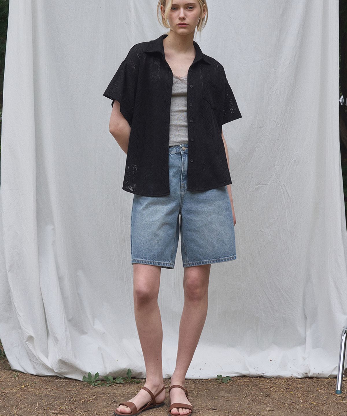 헤인트(HAINT) MELT BERMUDA DENIM PANTS_BLUE