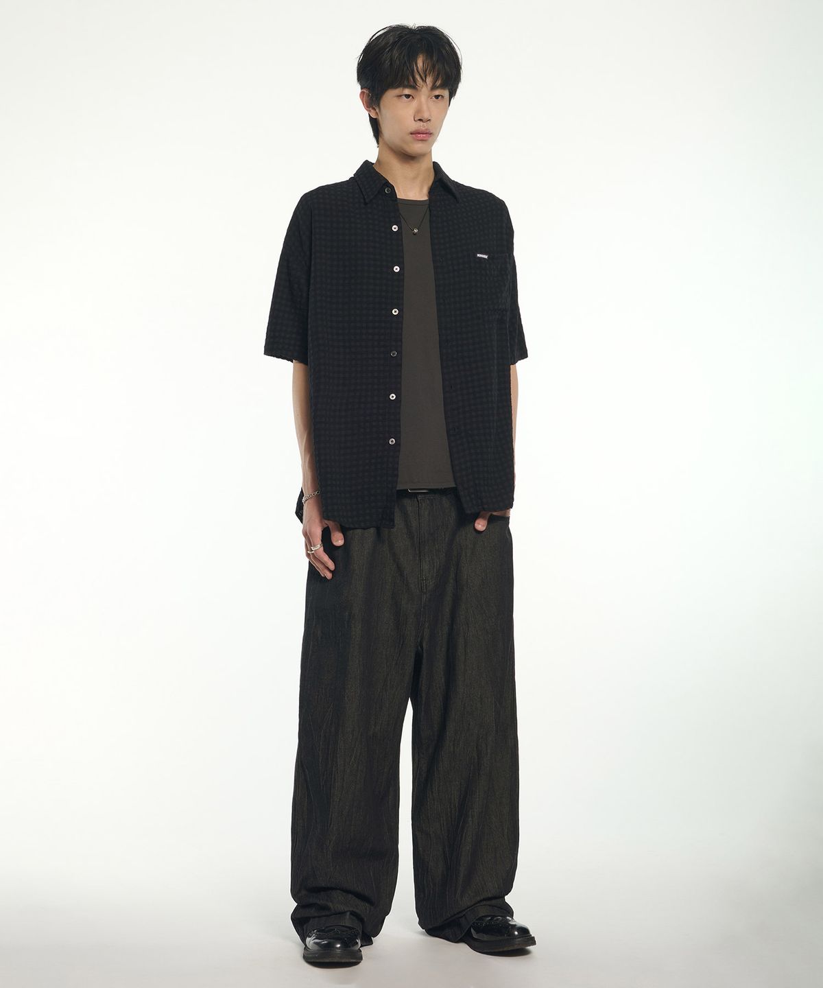 노매뉴얼(NOMANUAL) T.C HALF SHIRT - BLACK