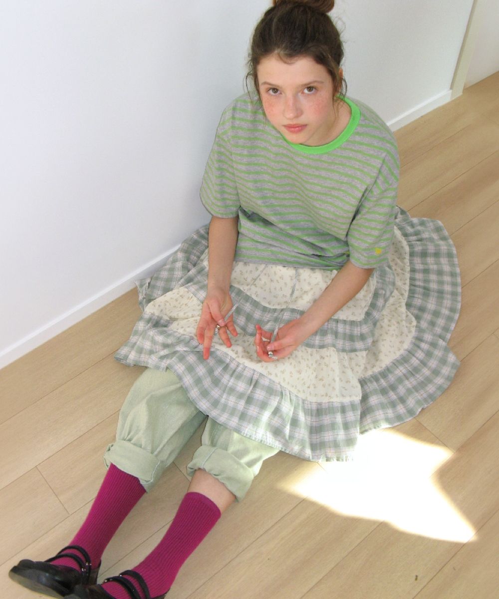 MUSINSA公式 | RONRON SOFT TWIN PONY STRIPE OVER FIT T SHIRT GREEN