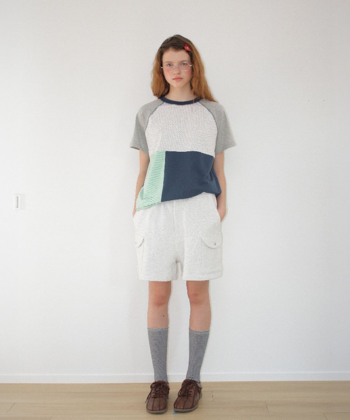론론(RONRON) MIX FABRIC RAGLAN T SHIRT MINT