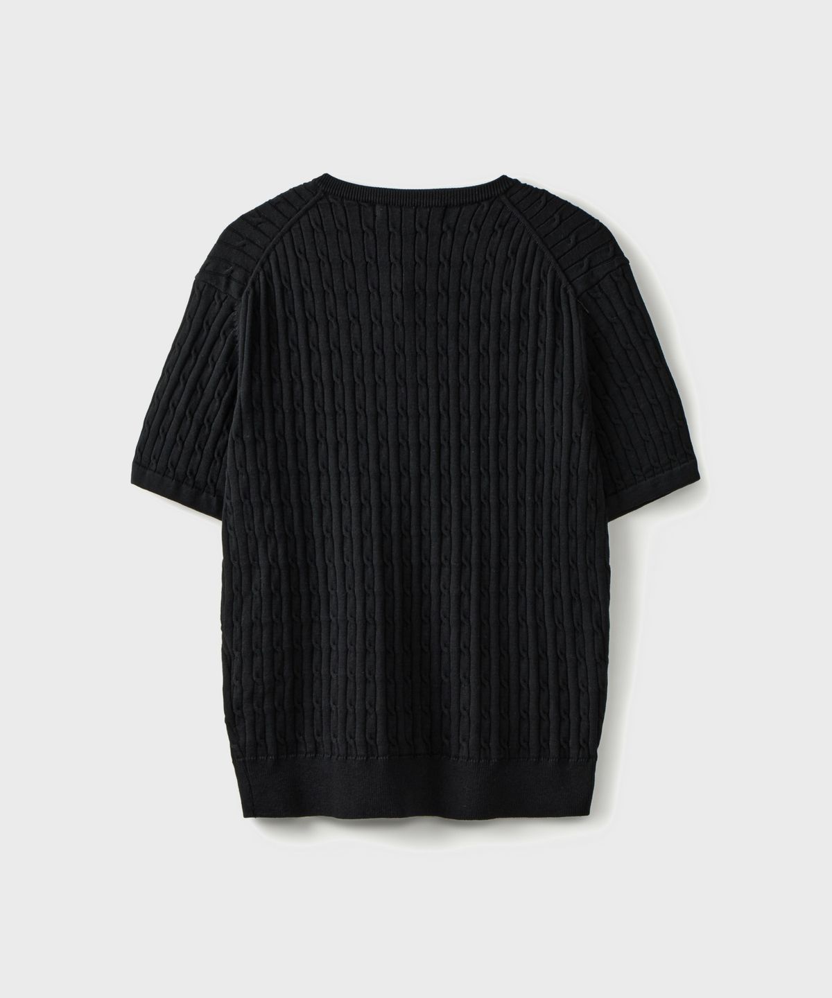 브랜디드(BRANDED) CABANA CABLE HENLEY NECK HALF KNIT [BLACK]