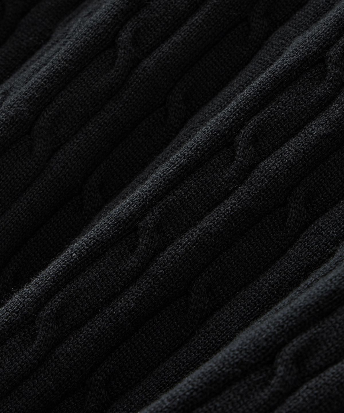 브랜디드(BRANDED) CABANA CABLE HENLEY NECK HALF KNIT [BLACK]