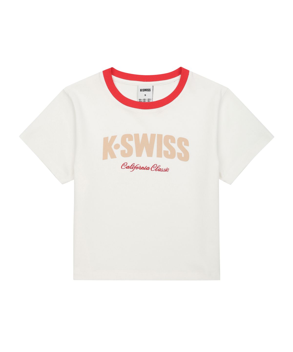 케이스위스(K-SWISS) 여성 60th 로고 크롭 티_1KSTSMV509WH