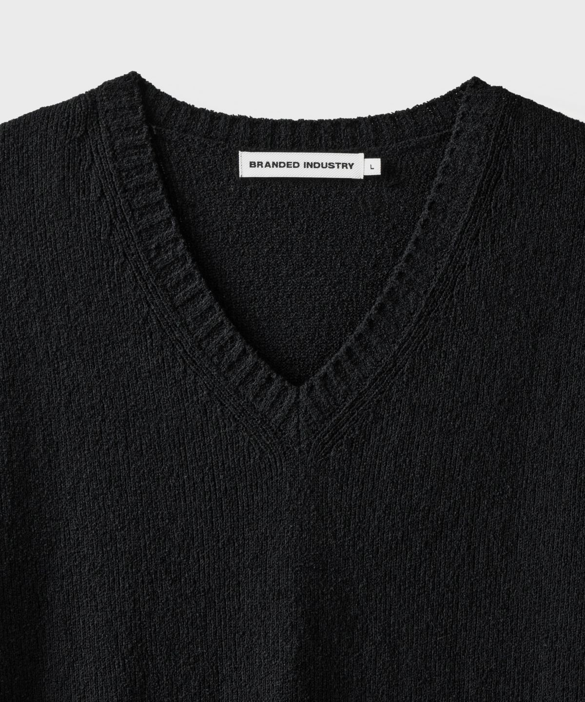 브랜디드(BRANDED) TERRY BOUCLE V-NECK HALF KNIT [BLACK]