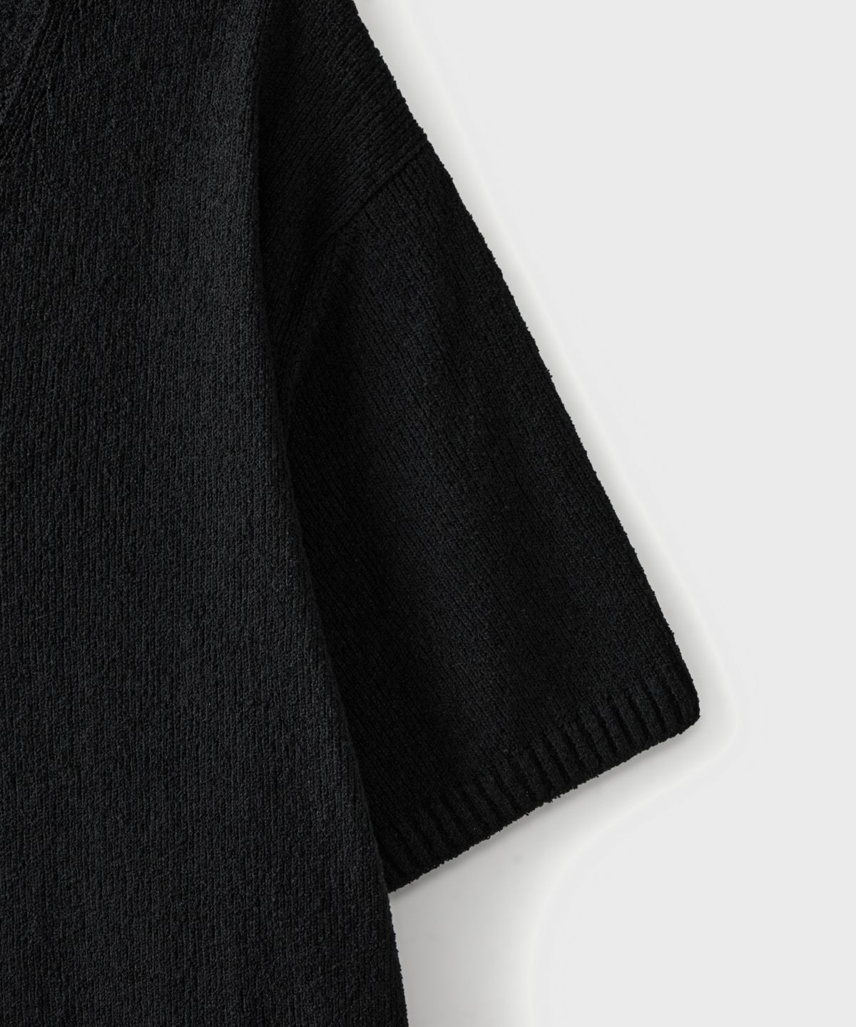 브랜디드(BRANDED) TERRY BOUCLE V-NECK HALF KNIT [BLACK]