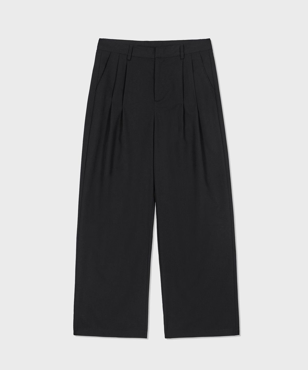 굿라이프웍스(GLW) [unisex][여름원단] 투턱 와이드 밴딩 슬랙스 블랙