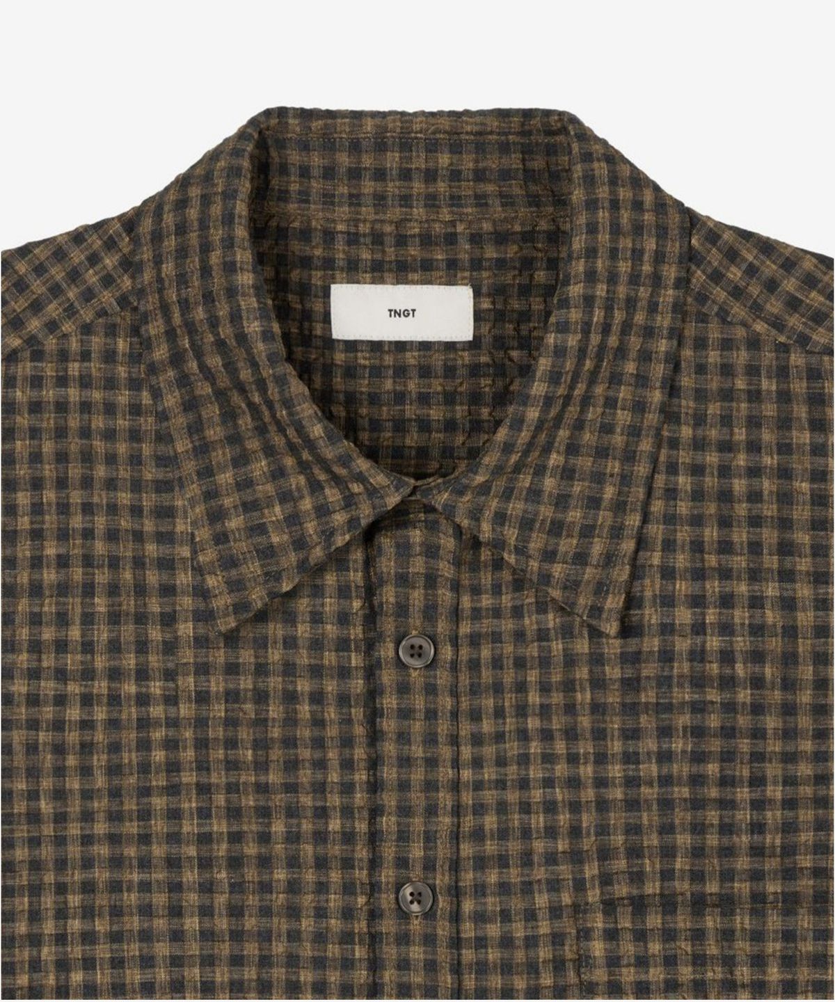 티엔지티(TNGT) Seersucker Micro Check Shirt (Brown) TNSH6E202W2