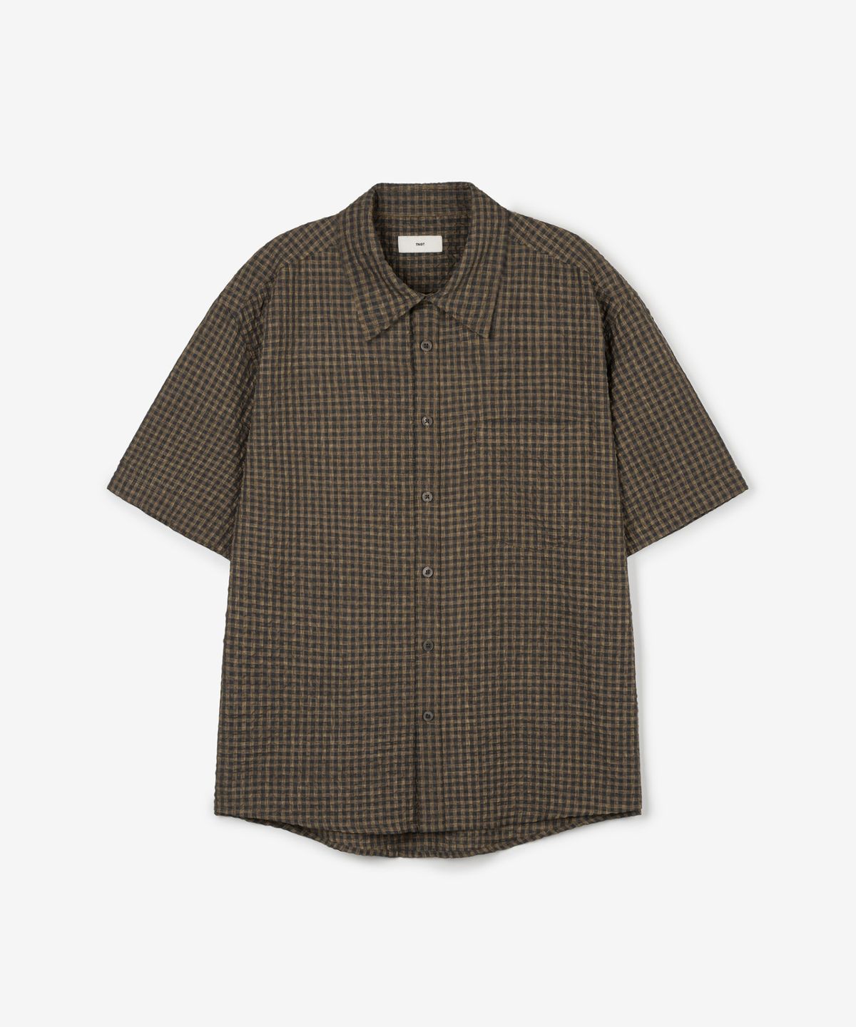 티엔지티(TNGT) Seersucker Micro Check Shirt (Brown) TNSH6E202W2