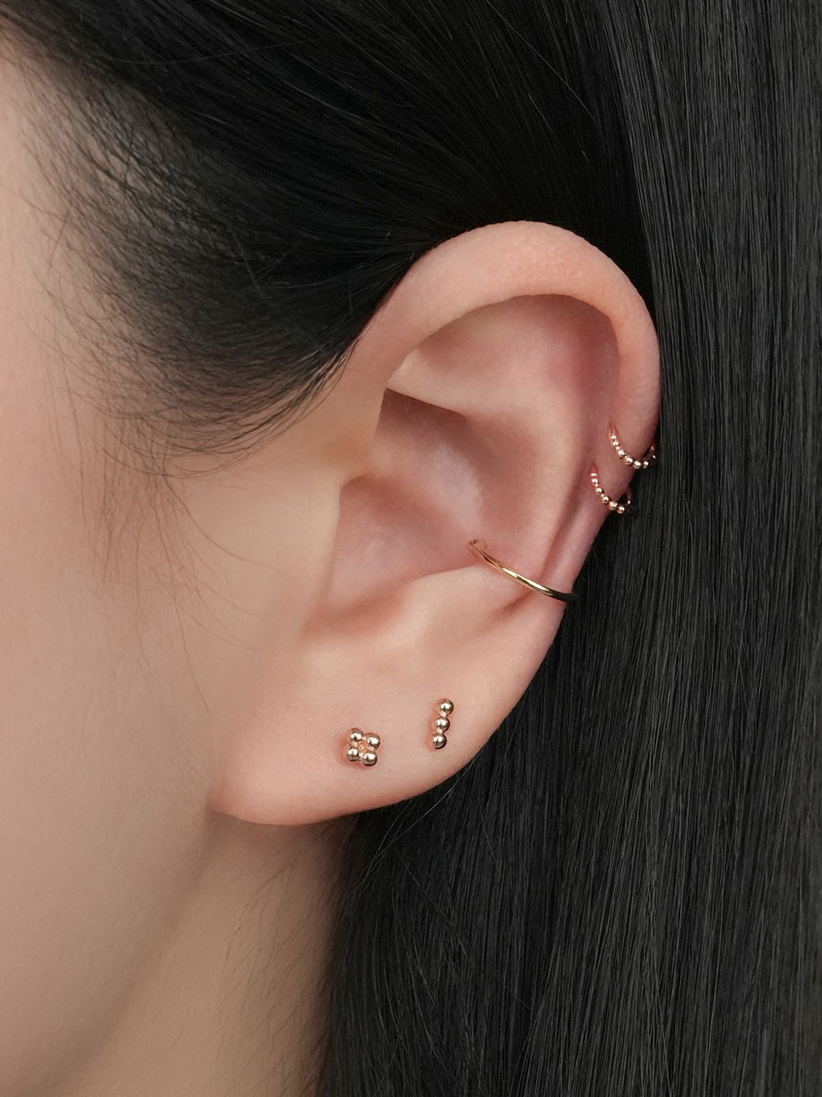 미니멀피어싱(MINIMALPIERCING) 14K 미니 볼 큐빅 세그먼트 귓바퀴 링 피어싱 귀걸이