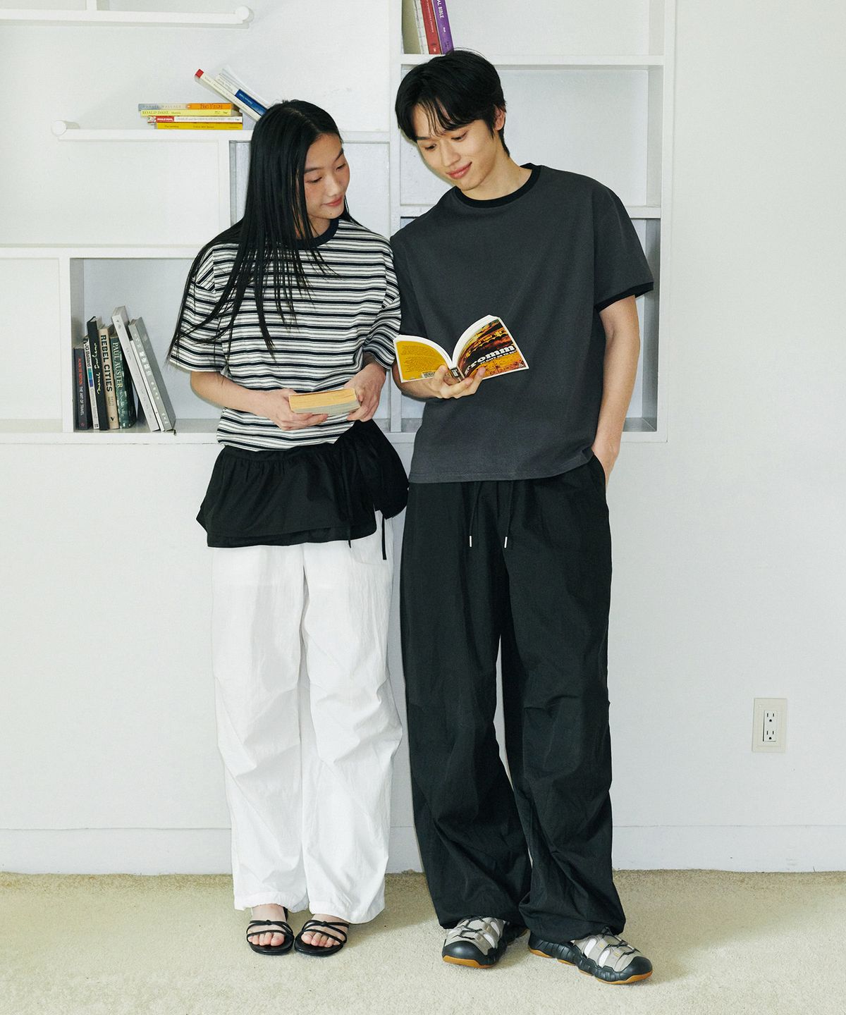 굿라이프웍스(GLW) [unisex] 나일론 링클 파라슈트 팬츠 블랙
