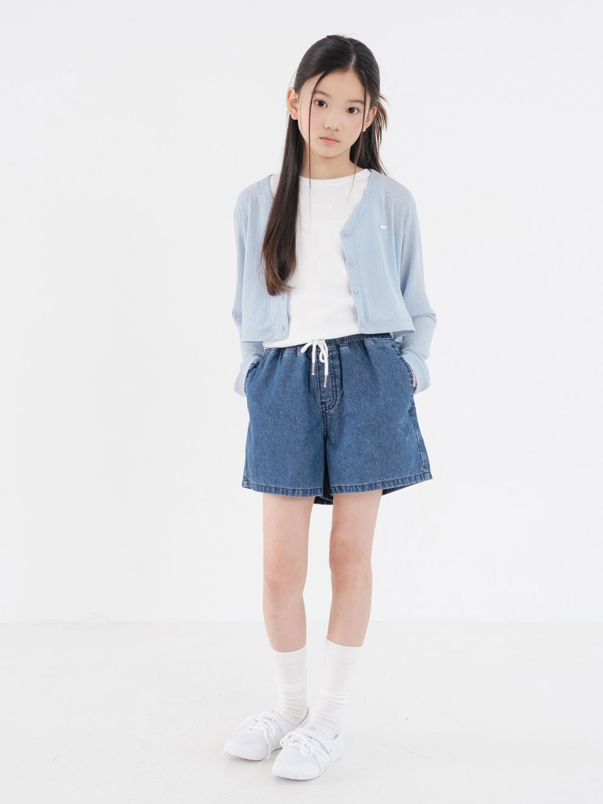 브렛테일러(BRETTAILOR) 에어리 립 썸머 브이넥 볼레로(블루)