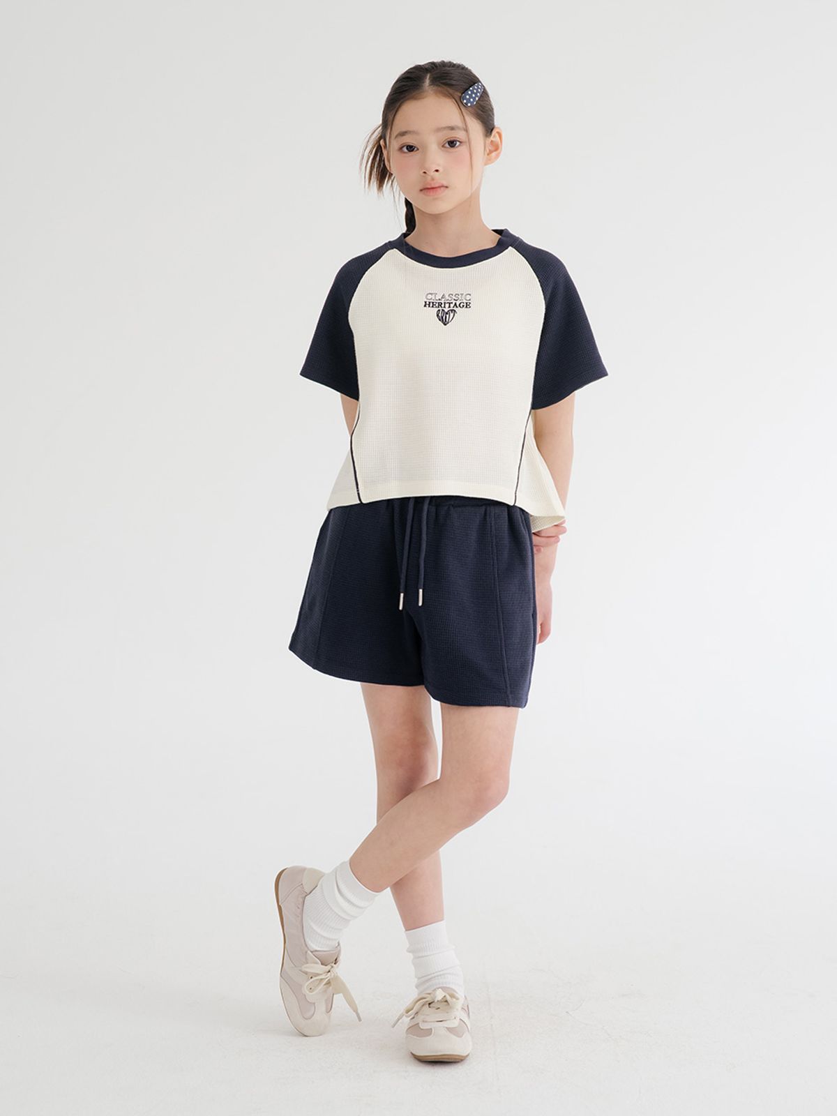 브렛테일러(BRETTAILOR) 베이직 와플 블로킹 숏슬리브