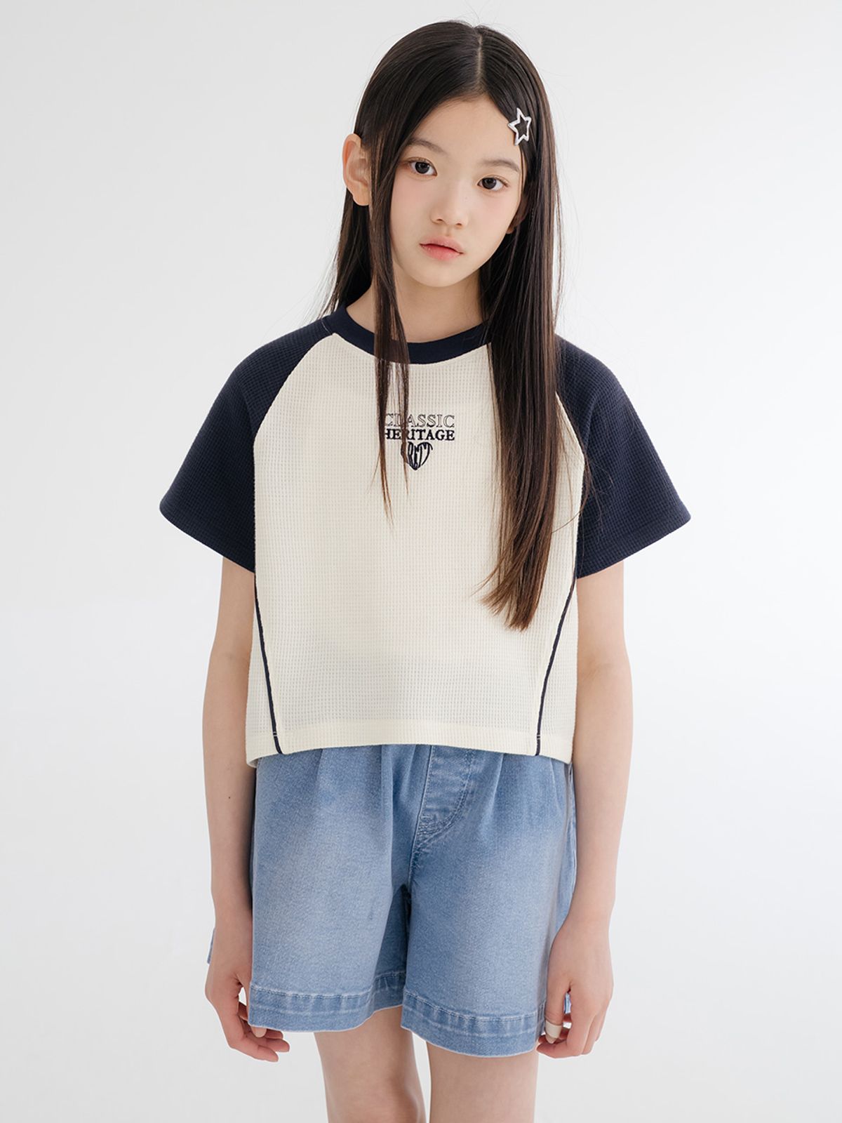 브렛테일러(BRETTAILOR) 베이직 와플 블로킹 숏슬리브