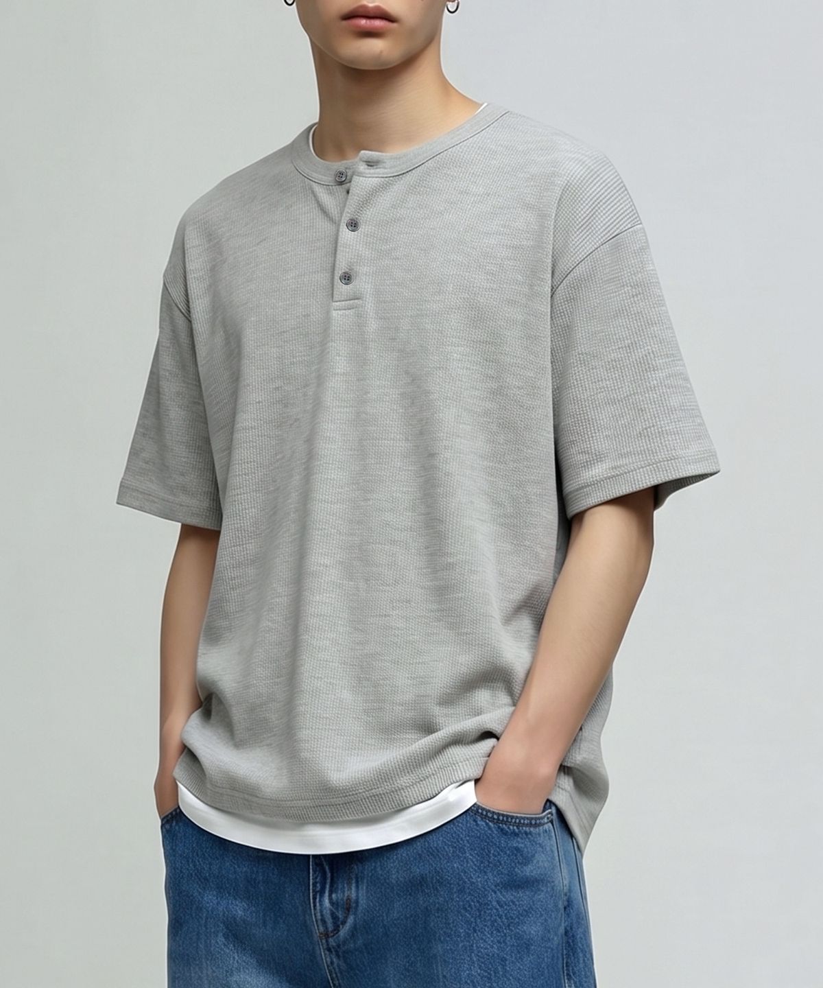 베리베인(VERYVAIN) GRID WAFFLE HENLEY KNIT- 3 COLOR