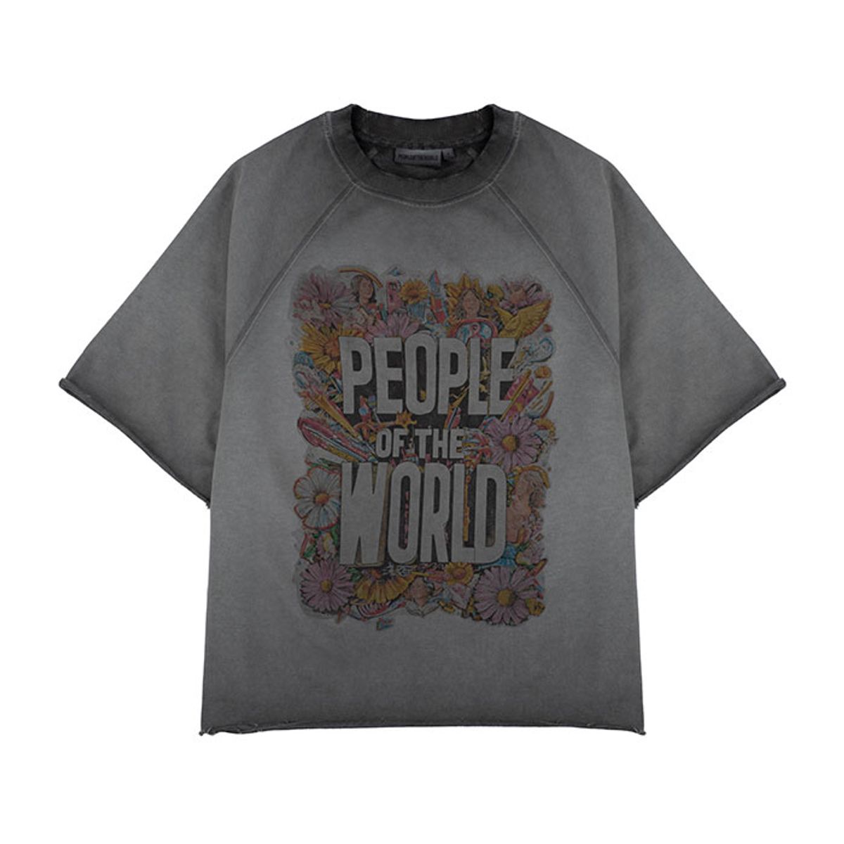 피플오브더월드(PEOPLE OF THE WORLD) 루나 워싱 아트웍 컷팅 티셔츠