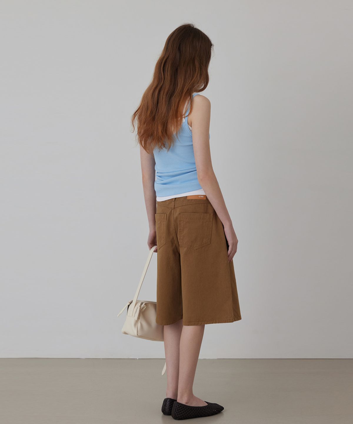 퀸스래빗(Q'SRB) Garment Dyed Bermuda Denim Pants_Brown_2colors