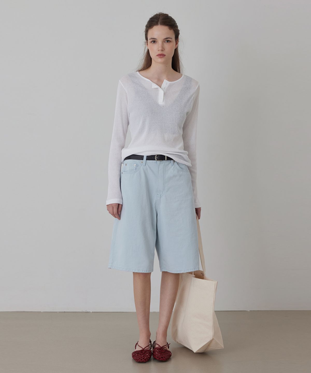 퀸스래빗(Q'SRB) Garment Dyed Bermuda Denim Pants_Brown_2colors