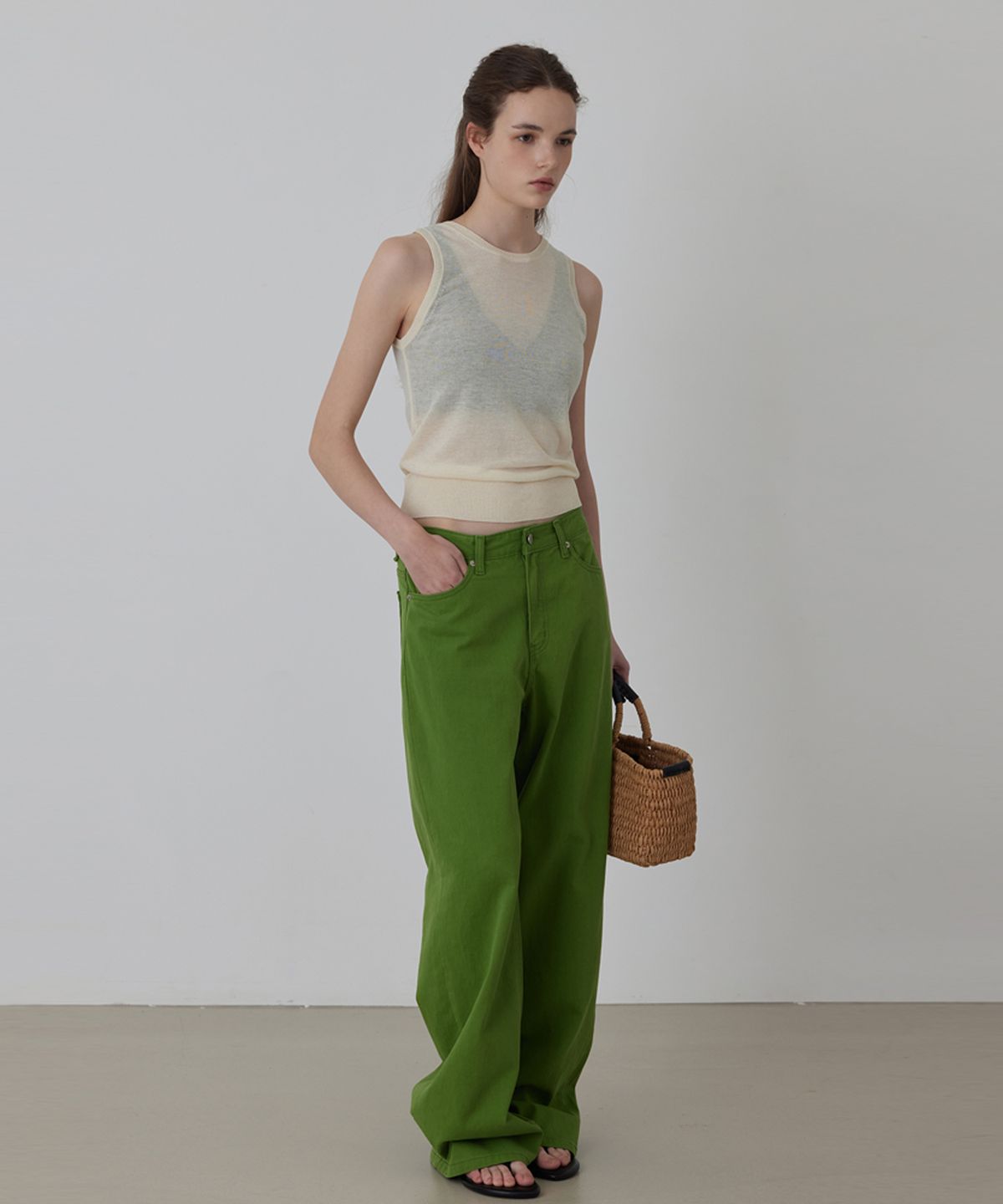 퀸스래빗(Q'SRB) Vintage Washed Straight-Leg Jeans_Brown_2colors