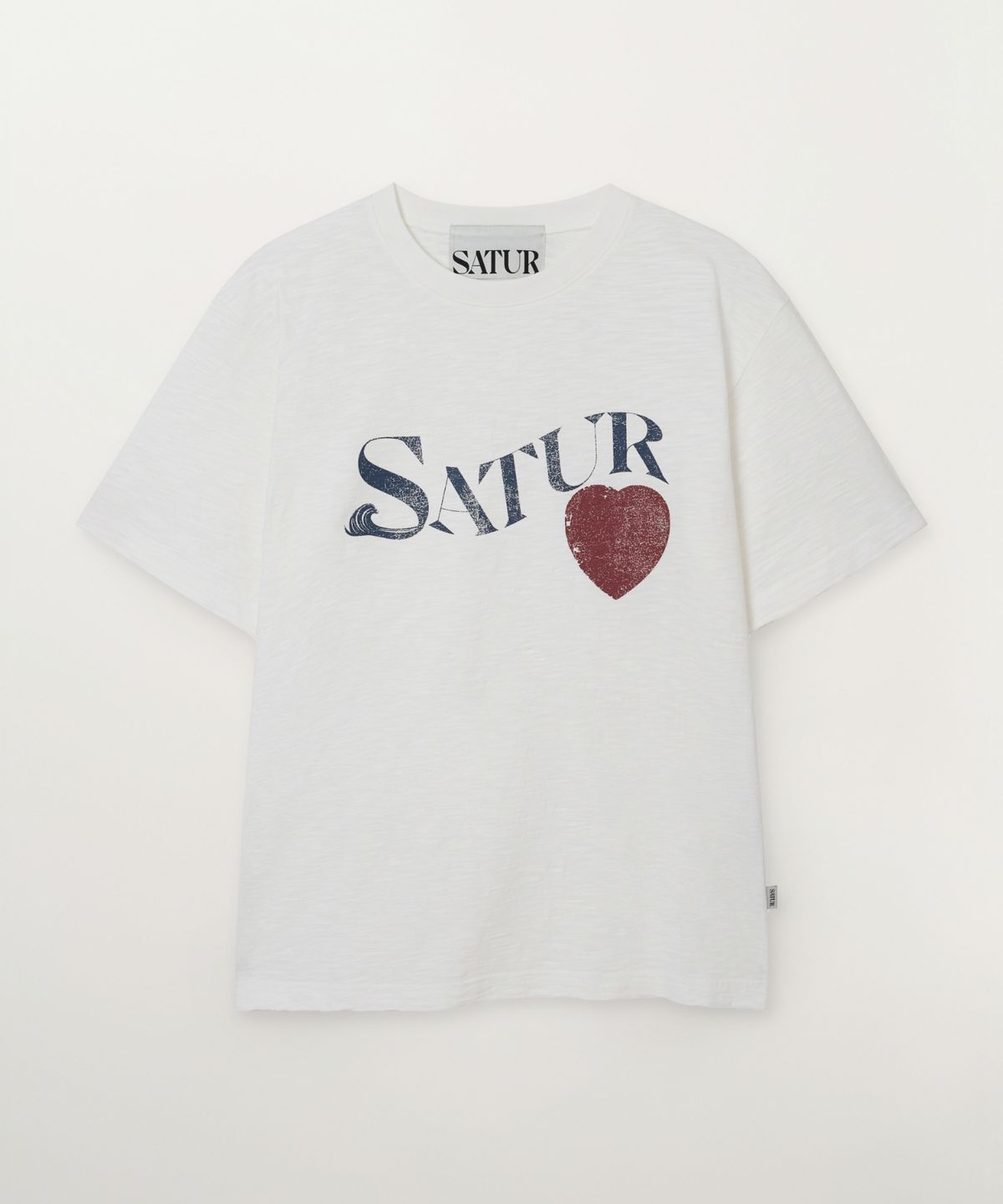 세터(SATUR) 웨이브 로고 슬럽 반팔 티셔츠 화이트