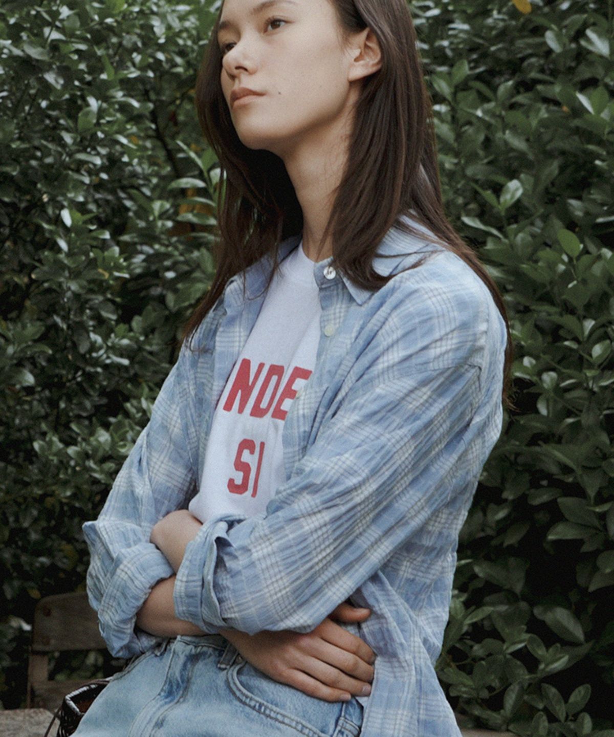퀸스래빗(Q'SRB) Airy Crinkle Cotton Check Shirt_Navy_2colors