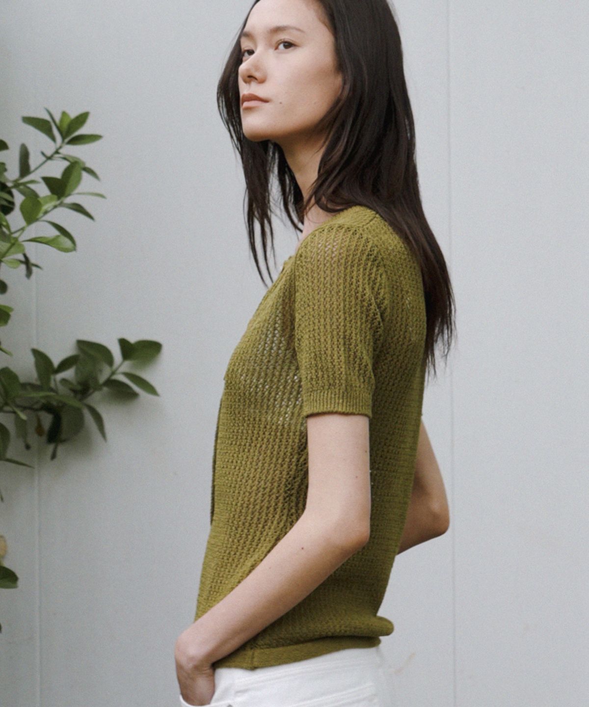 퀸스래빗(Q'SRB) Crochet Mesh Slit Button Cardigan_3colors