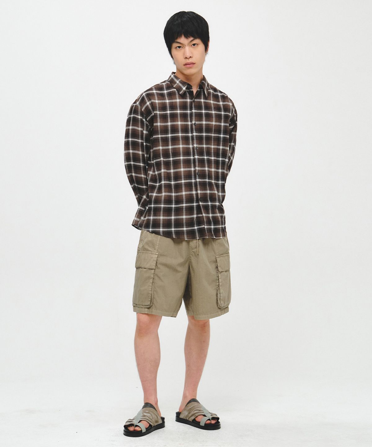 인템포무드(INTEMPOMOOD) 택티컬 밴딩 카고 쇼츠_베이지