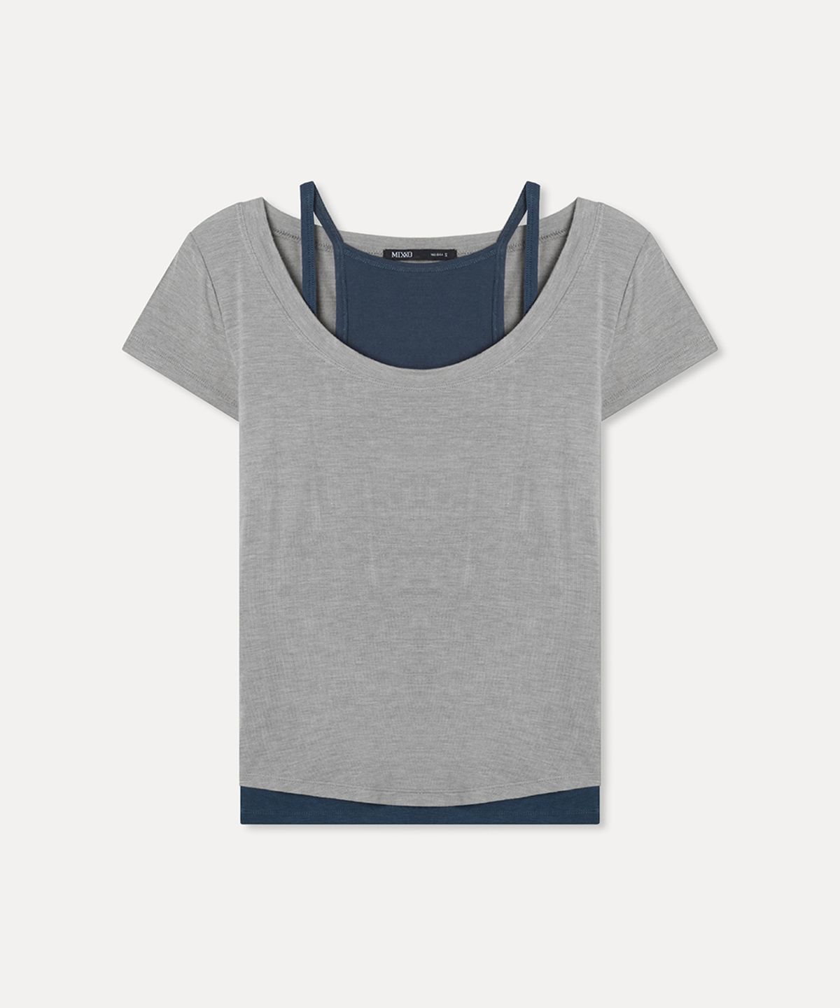 미쏘(MIXXO) 홀터 레이어드 반팔 티셔츠_MIWHWG529A