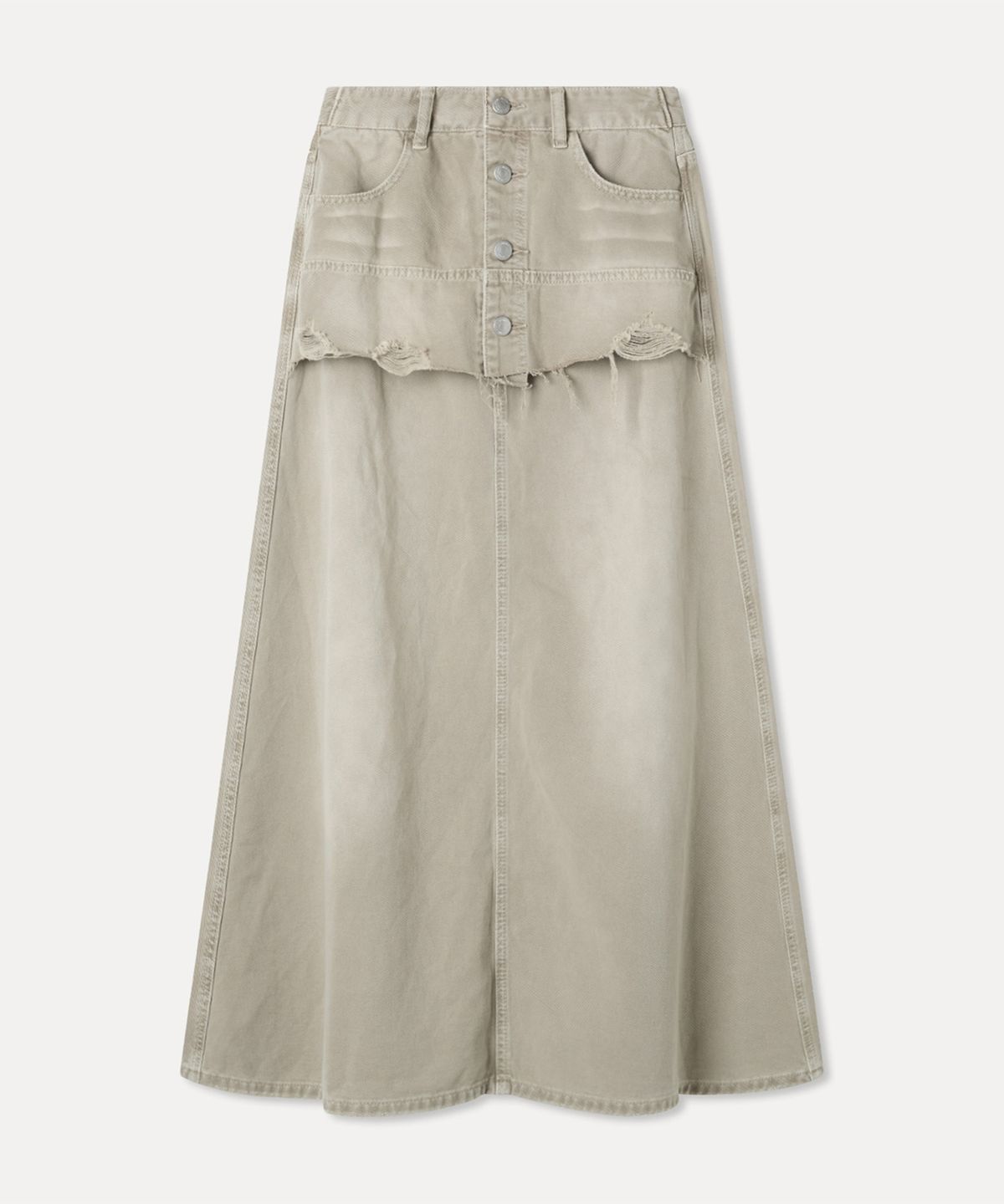 미쏘(MIXXO) 레이어드 데님 롱 스커트_MIWWJG55SS