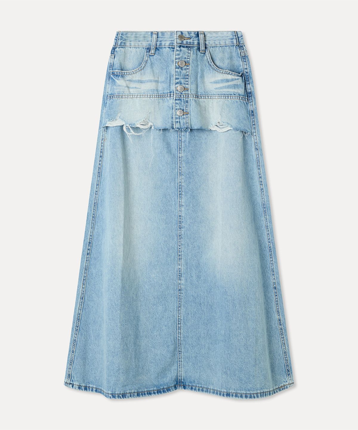 미쏘(MIXXO) 레이어드 데님 롱 스커트_MIWWJG55SS