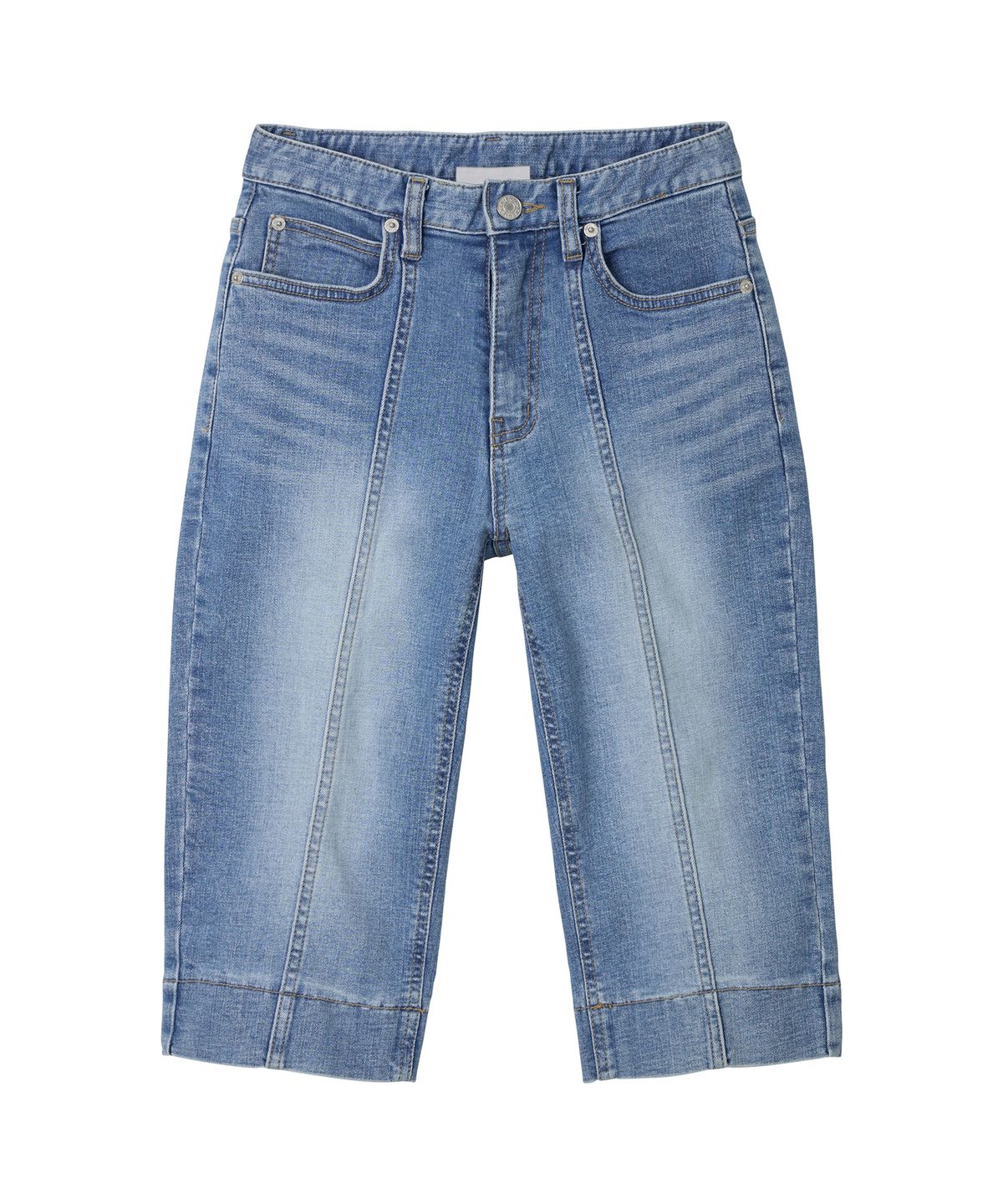 에르에르(ERER) Seamed Capri Denim Pants Blue