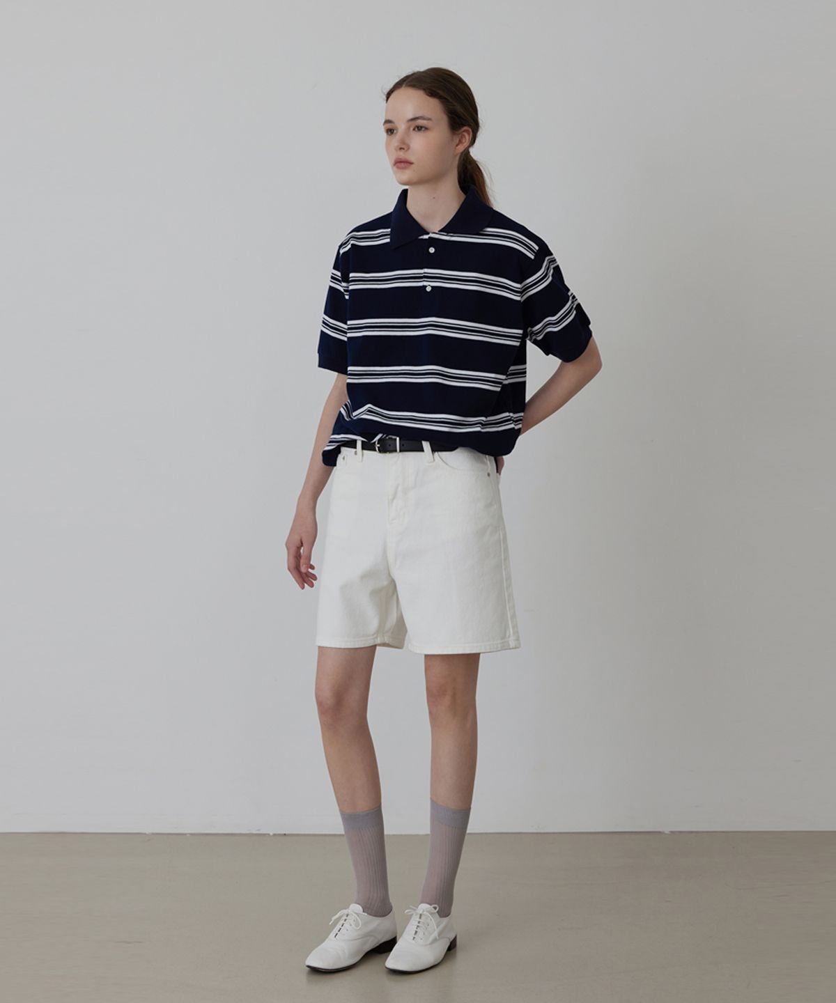 퀸스래빗(Q'SRB) Stripe Collar Half Sleeve PK T-shirt_Red_2colors