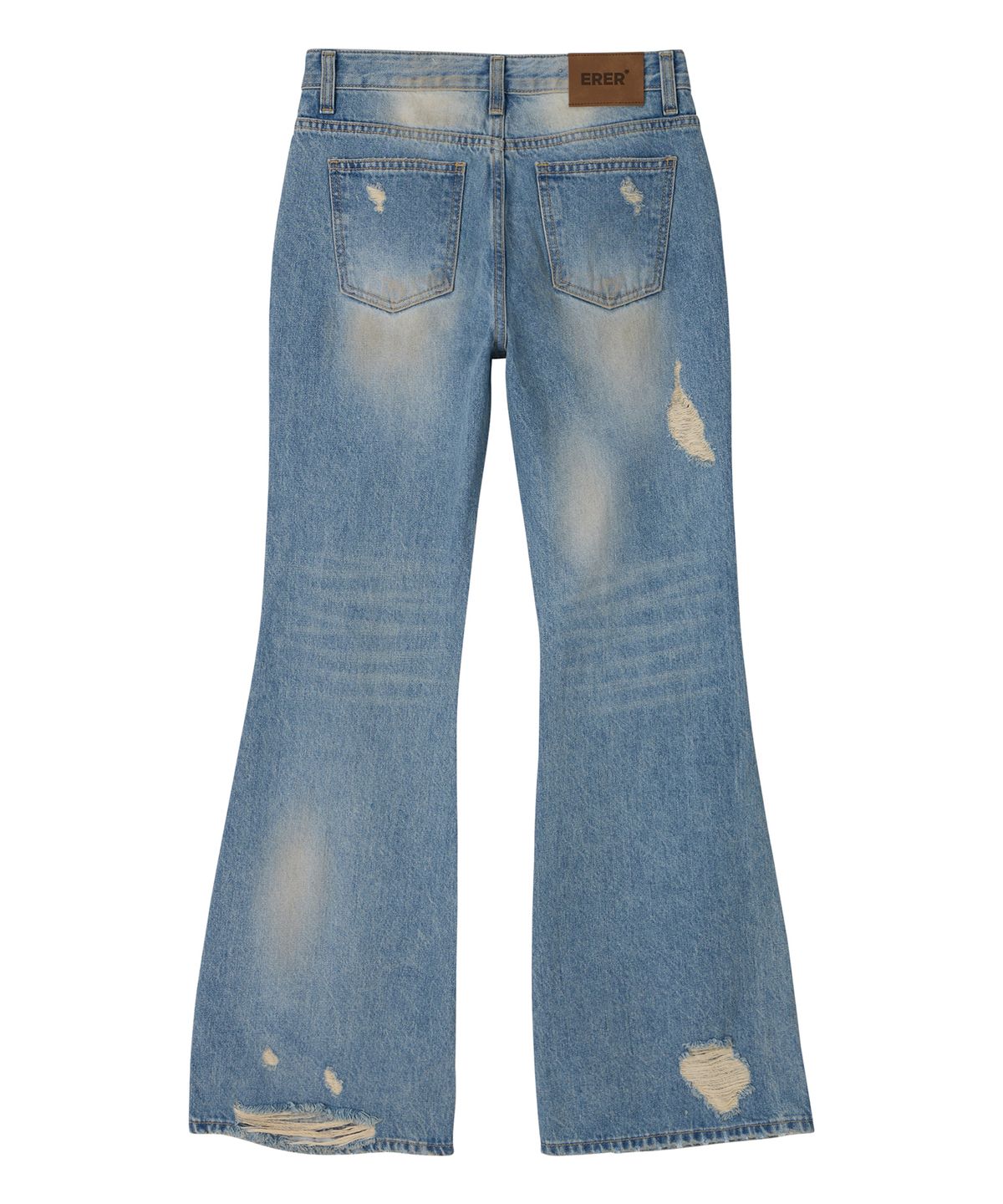 에르에르(ERER) Bootcut Destroyed Denim Pants Blue