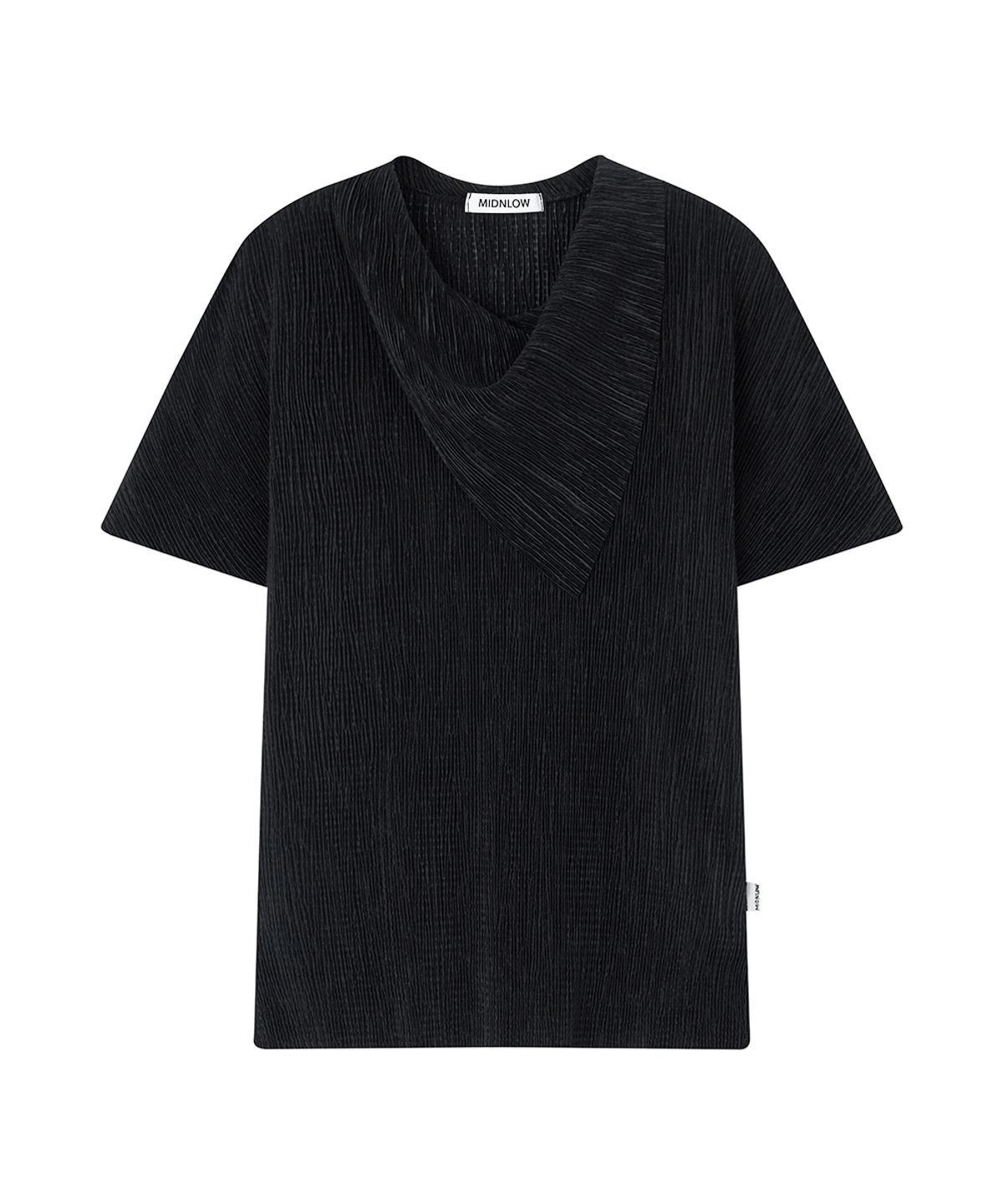미드앤로우(MIDNLOW) Pleats Scarf T-shirts (Black)