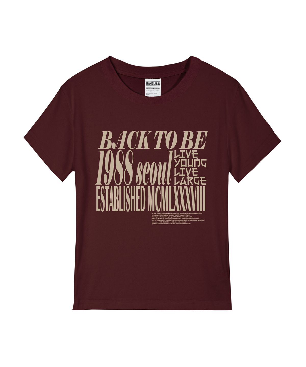 본챔스(BORN CHAMPS) [5 COLORS] 빈티지 레터링 여성 스탠다드 반팔티셔츠