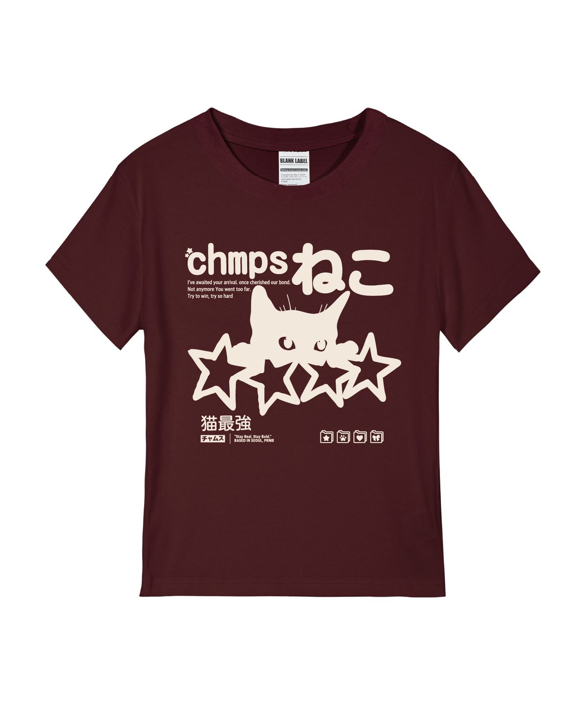 본챔스(BORN CHAMPS) [5 COLORS] CHMPS NEKO 여성 스탠다드 반팔티셔츠