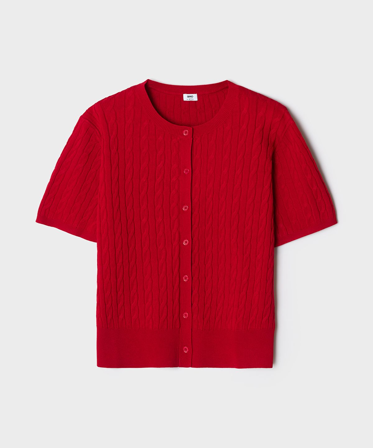 스파오(SPAO) [COOL] 라운드넥 미니 케이블 반팔 카디건_SPCKG25G01