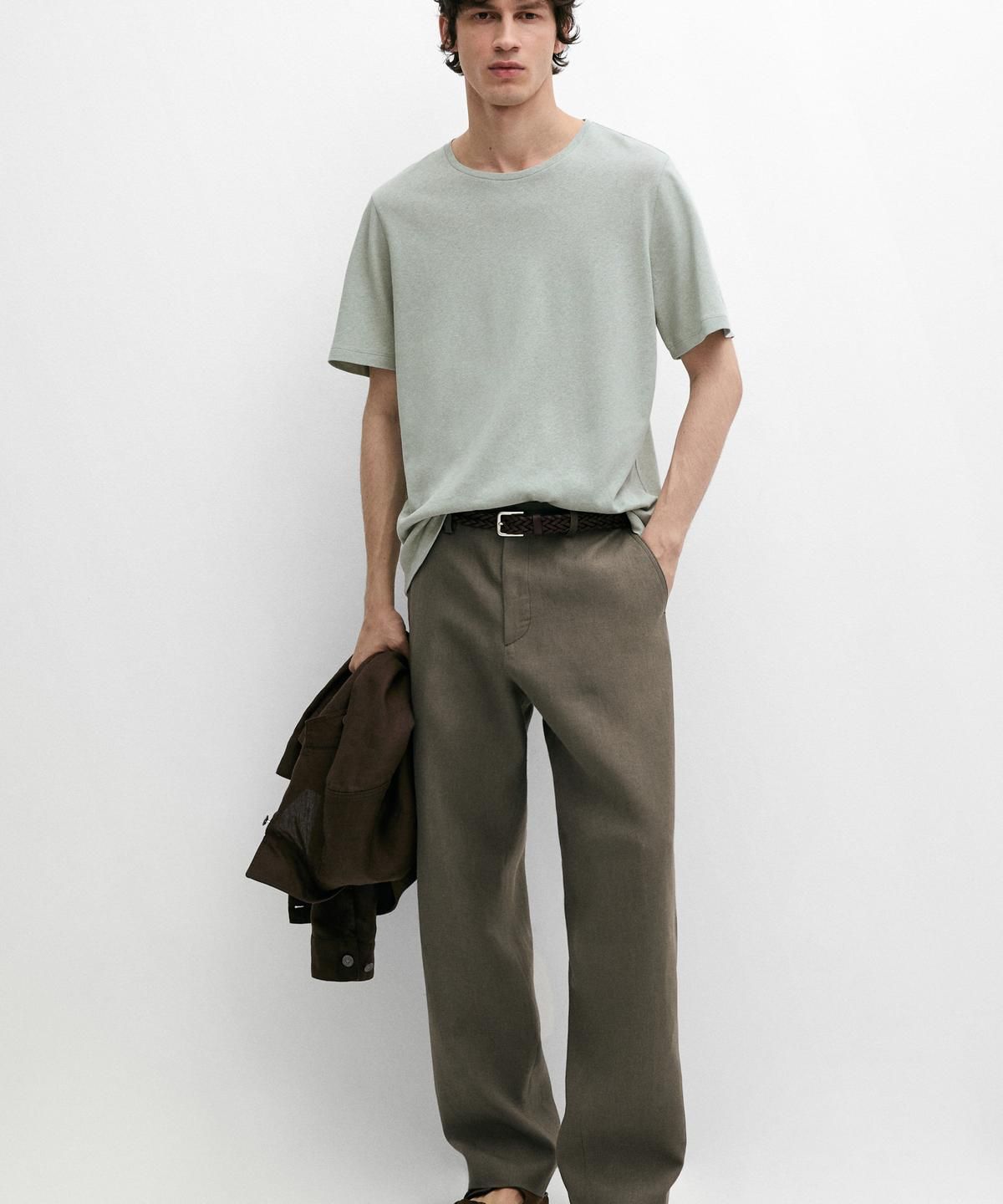 마시모두띠(MASSIMO DUTTI) 린넨 블렌드 반팔 티셔츠