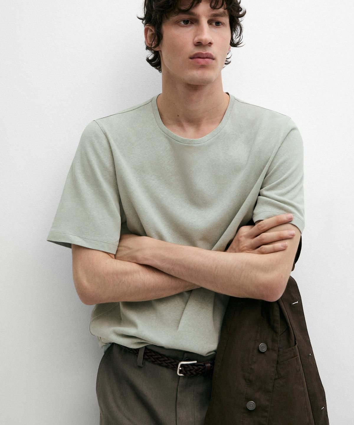 마시모두띠(MASSIMO DUTTI) 린넨 블렌드 반팔 티셔츠