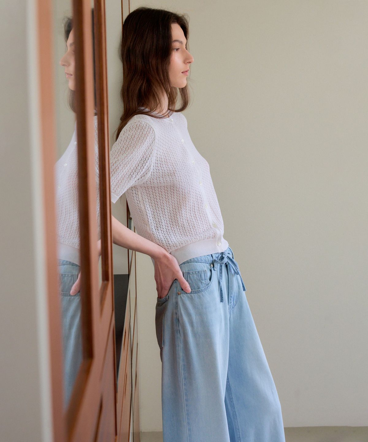 더엘로(THEELO) 다이아 패턴 가디건 (White)