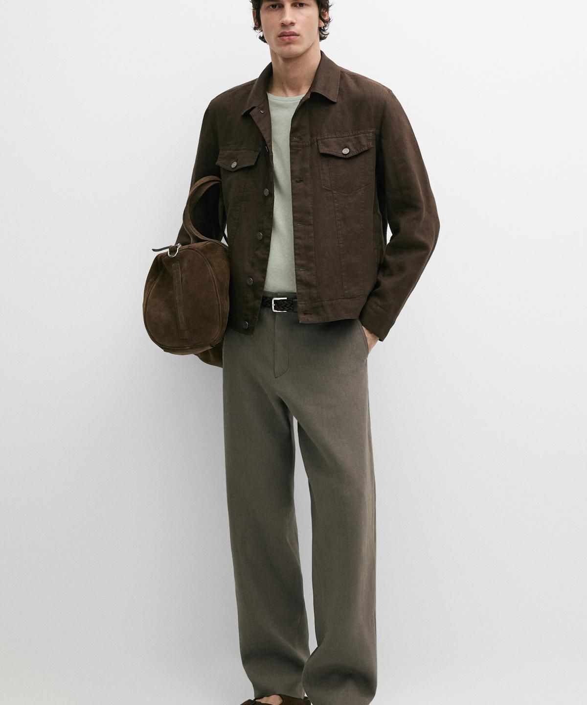 마시모두띠(MASSIMO DUTTI) 100% 린넨 스트레이트 핏 팬츠