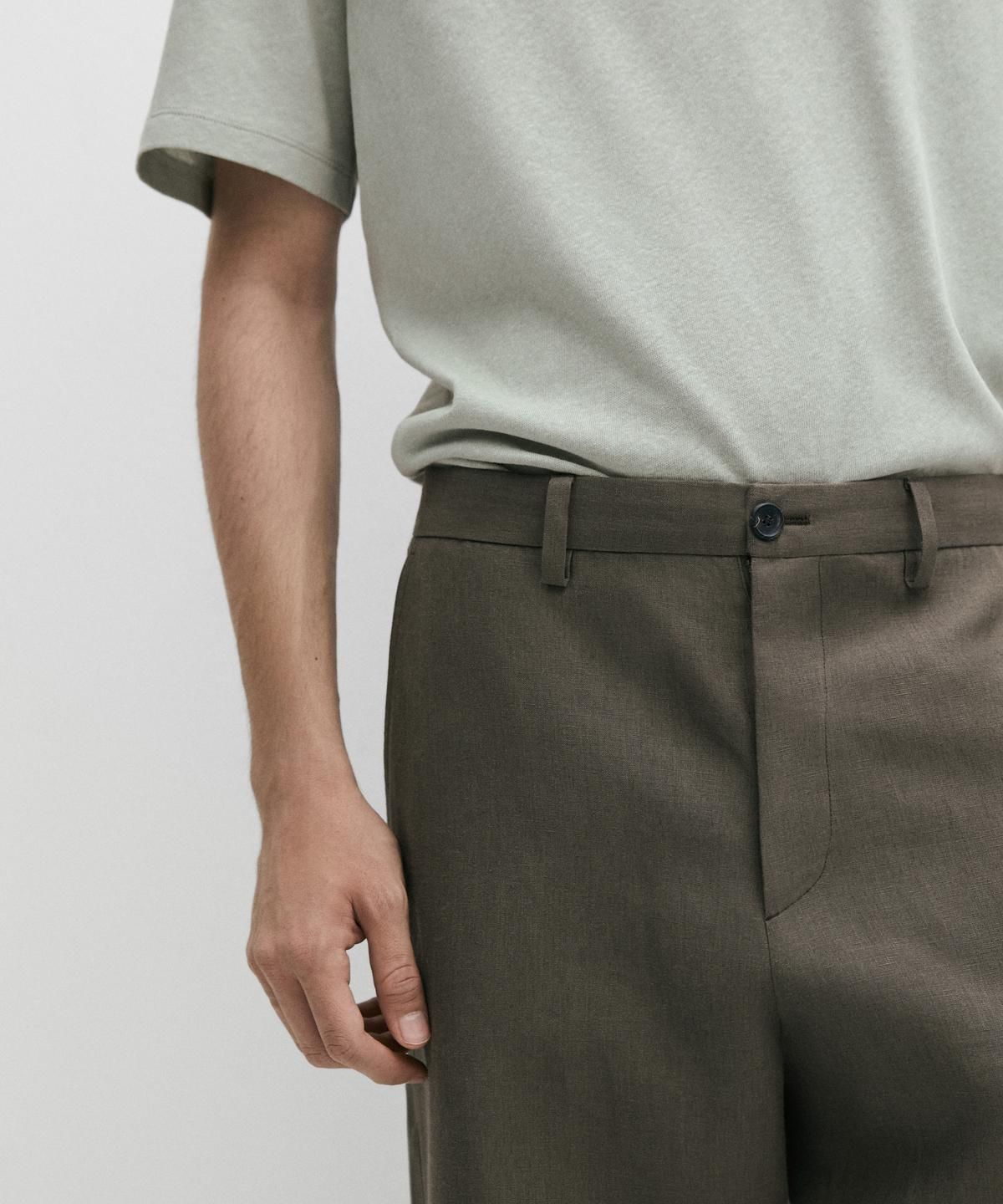 마시모두띠(MASSIMO DUTTI) 100% 린넨 스트레이트 핏 팬츠
