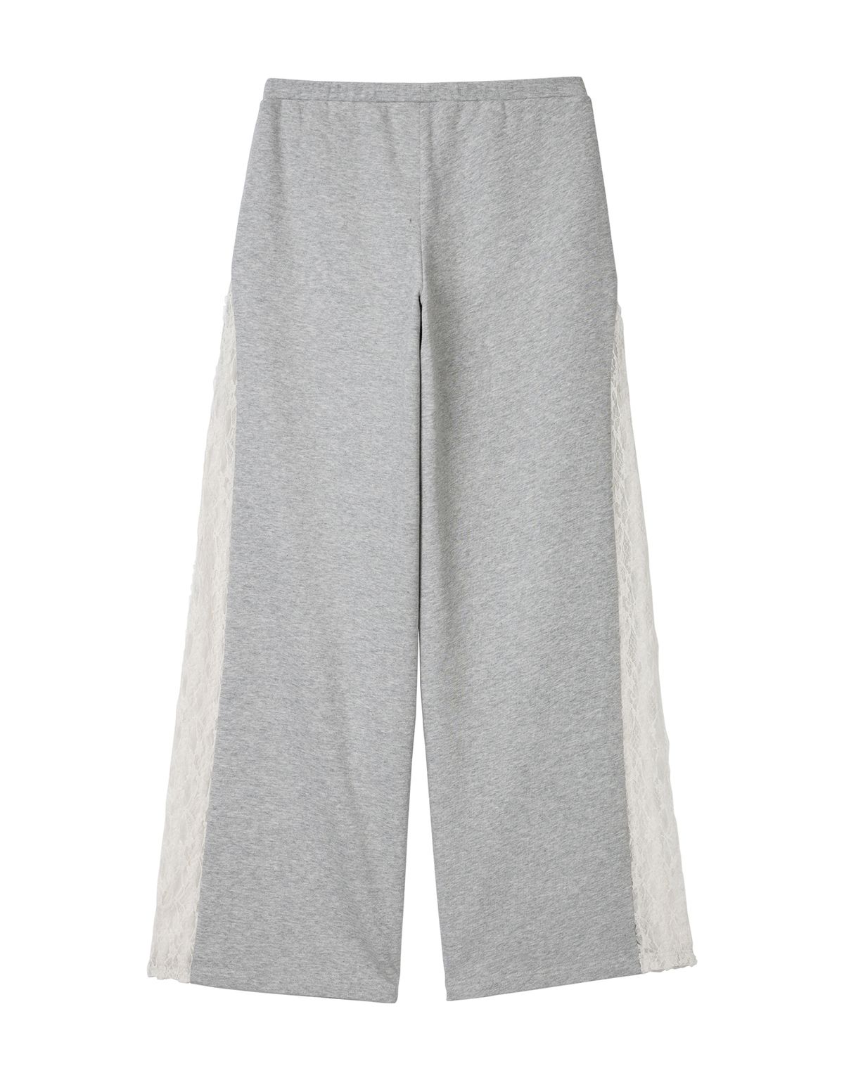 에르에르(ERER) Sheer Lace Panel Sweatpants Melange Gray