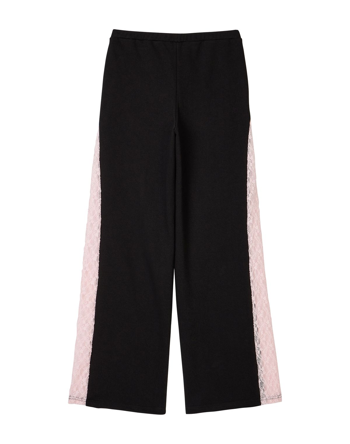 에르에르(ERER) Sheer Lace Panel Sweatpants Black