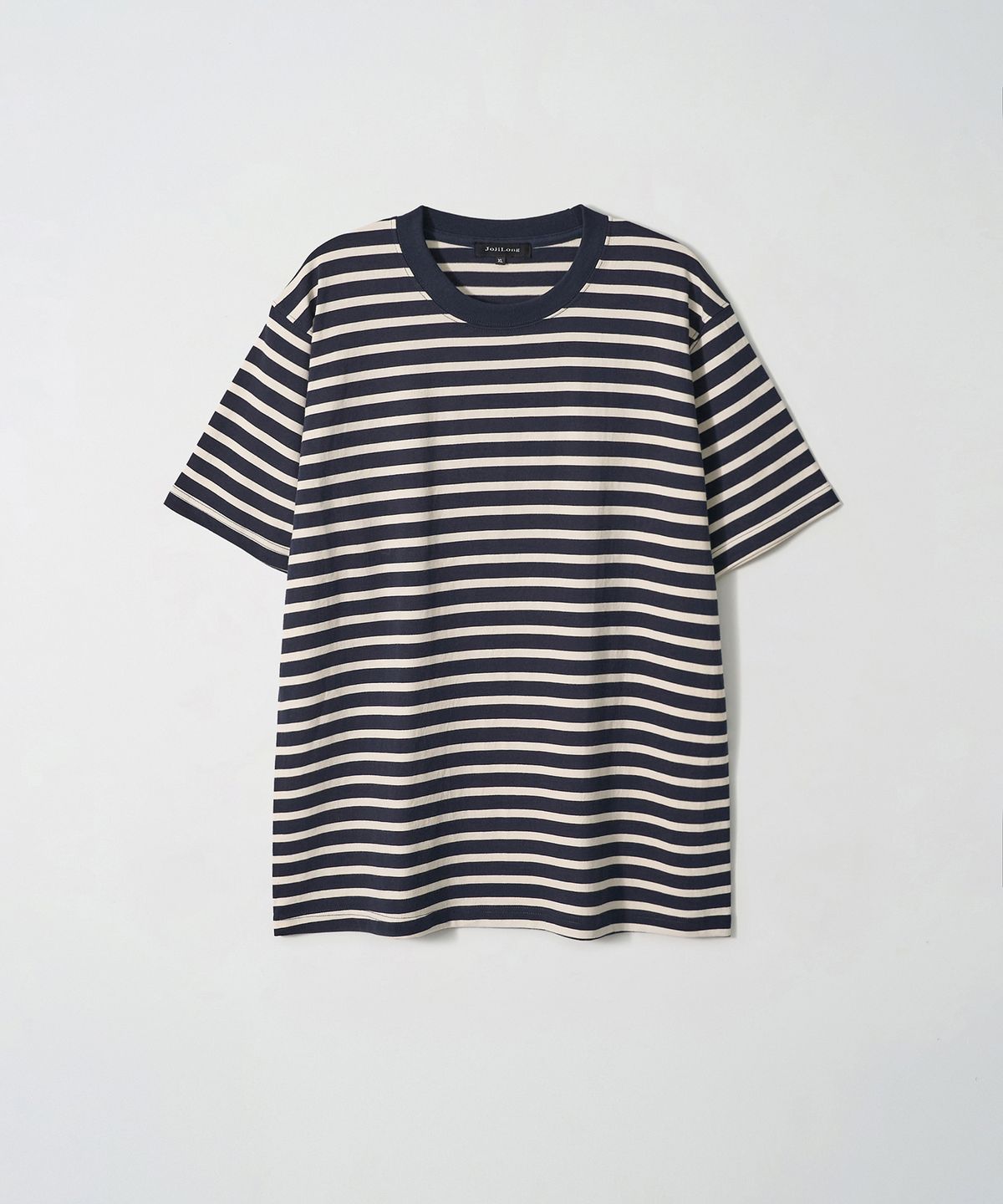 조질롱(JOJILONG) [2PACK] JN113 Tubular Marine Stripe T-Shirt - GREY & NAVY